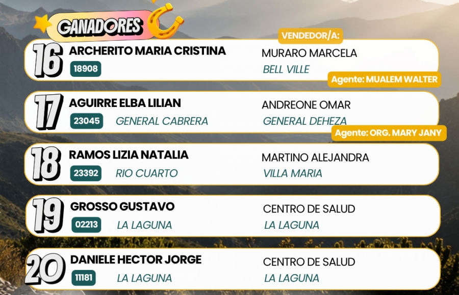 Ganadores El Gauchito  Motos y 30 Bicicletas Mountain